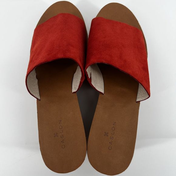 Caslon Terracotta Orange Suede Leather Cork Wedge Slide Sz 9 - Picture 6 of 13